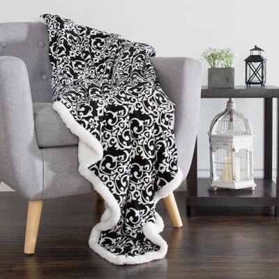 Black Northpoint Damask Mink Throw 