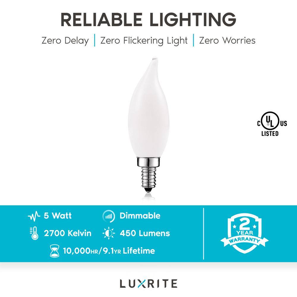 Warm White Frosted Dimmable LED Candelabra Bulbs