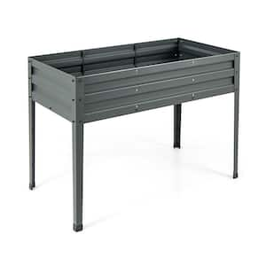 46 in. L x 24 in. W x 32 in. H Galvanized Steel Raised Garden Bed with Legs and Drainage Hole-Gray