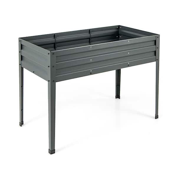 ANGELES HOME 46 in. L x 24 in. W x 32 in. H Galvanized Steel Raised Garden Bed with Legs and Drainage Hole-Gray