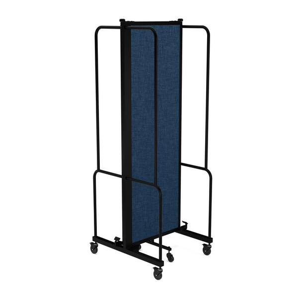 HAMPDEN FURNISHINGS Otis Collection Portable Room Divider, 3 Blue Panels, Black Frame