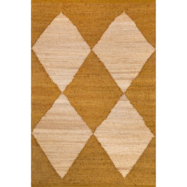 nuLOOM Gold 5 ft. x 8 ft. Pandora Diamond Jute Area Rug TATN03G508