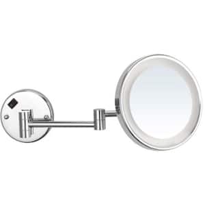 Glimmer 8 in. x 8 in. Wall Mounted LED 5x Round Makeup Mirror in Chrome Finish