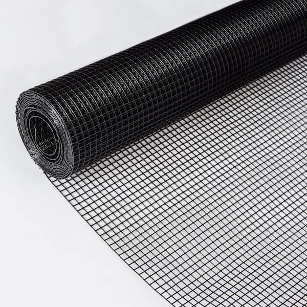 WELLFOR 3 ft. H x 50 ft. W Galvanized Iron 19-Gauge Chain Link Fabric Roll in Black