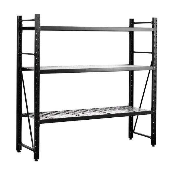 NewAge Products Performance Plus 3-Shelf 72 in. W x 72 in. H x 24 in. D Adjustable Steel Shelf in Black