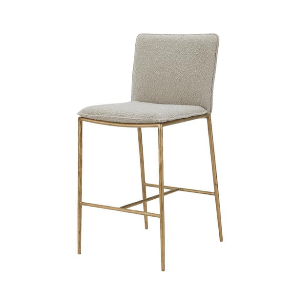 Atlanta Modern 26 in. Beige Metal Counter Stool with Fabric Seat