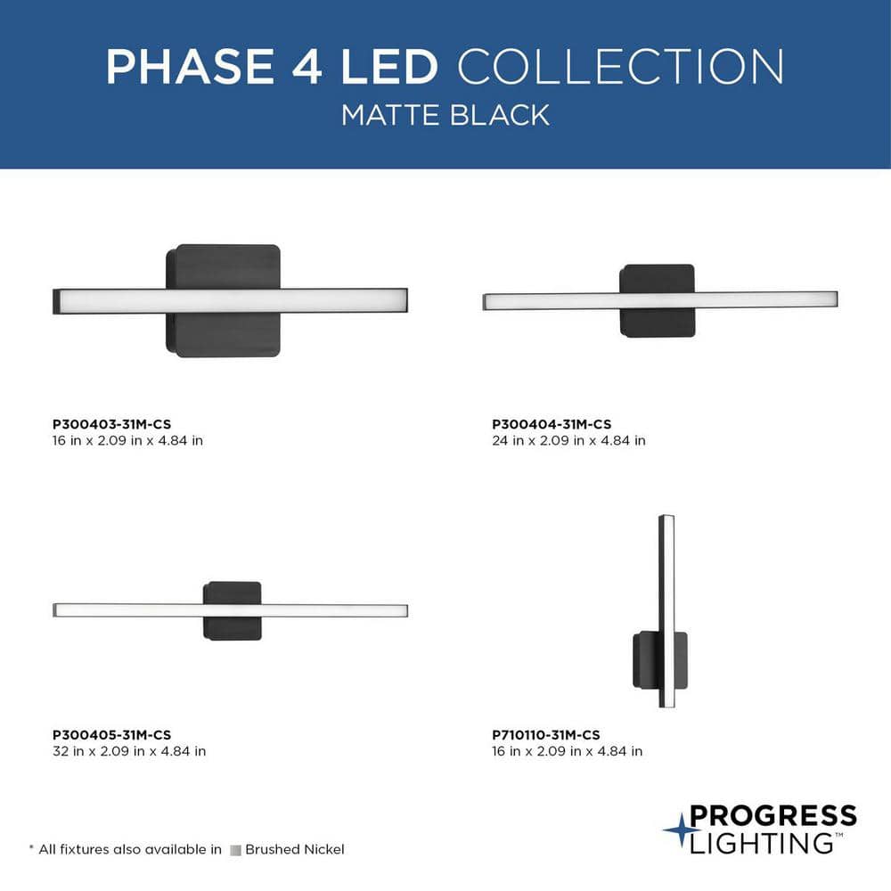 Matte Black LED Linear Vanity Light with Acrylic Shade
