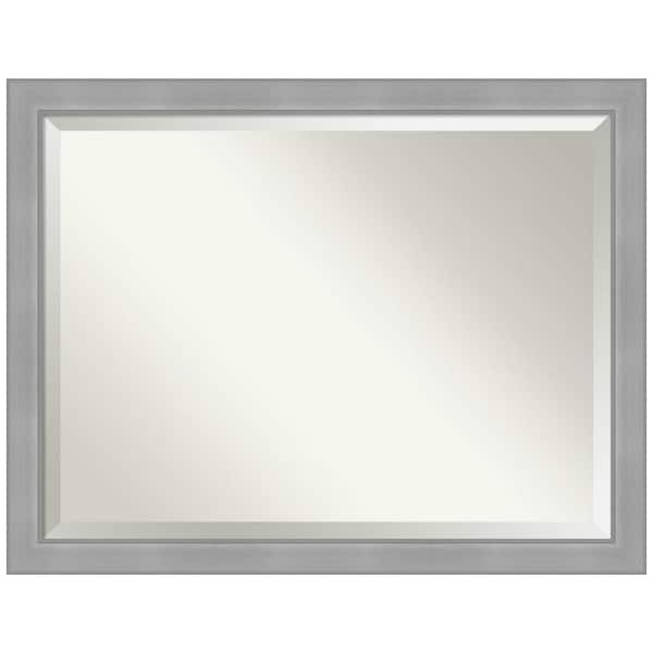 Medium Rectangle Vista Brushed Nickel Beveled Glass Modern Mirror (34.5 in. H x 44.5 in. W)