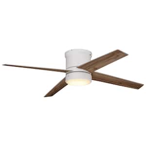 Erie 52 in. LED Indoor/Outdoor Matte White Flush Mount Ceiling Fan with Light Kit and Remote