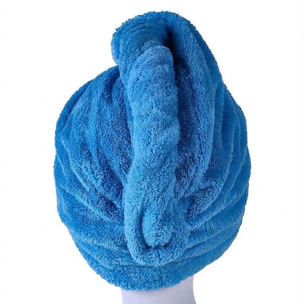 Gray Microfiber Hair Towel Wrap Bath Accessory Super Absorbent Quick Drying Reduces Hair Drying Time