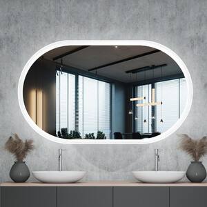 40 in. W x 24 in. H Large Oval Frameless Anti-Fog Wall Bathroom Vanity Mirror in Silver