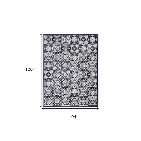 Blue 8 ft. x 11 ft. Woven Polypropylene Rectangle Indoor/Outdoor Area Rug