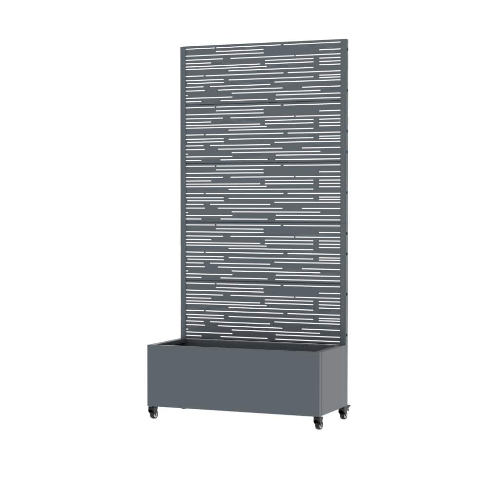 72 in. H x 35 in. W Charcoal Outdoor Galvanized Steel Privacy Screen Planter Box Trellis with Detachable Wheels price history on PriceWatchPro