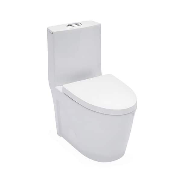 12 in. 1-piece 1.24/1.6 GPF Dual Flush Elongated Toilet in White