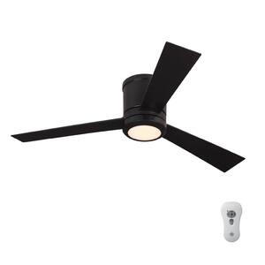 Clarity 52 in. LED Indoor Oil Rubbed Bronze Flush Mount Ceiling Fan with Bronze Blades, Remote and Wall Face Plate