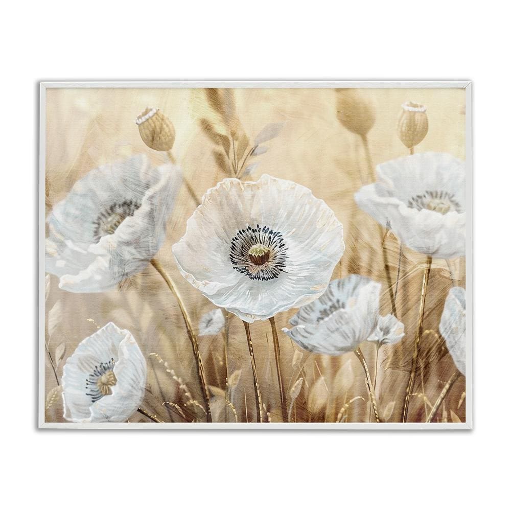 White Poppies Beige Field  White Framed Giclee Art, design by Kim Allen price history on PriceWatchPro