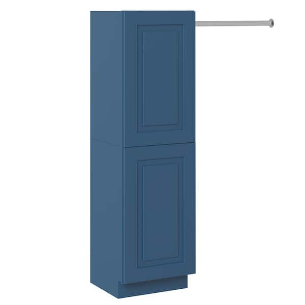 MILL'S PRIDE Greenwich Valencia Blue 64.5 in. H x 18 in. W x 12 in. D Plywood Laundry Room Wall Cabinet Tower and Rod with 2 Shelves