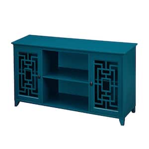 60.04 in. W x 15.67 in. D x 30.87 in. H Teal Blue Linen Cabinet Sideboard with 2 Doors and Adjustable Shelves