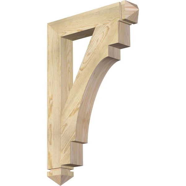 Ekena Millwork 4 in. x 36 in. x 24 in. Douglas Fir Merced Arts and Crafts Rough Sawn Bracket