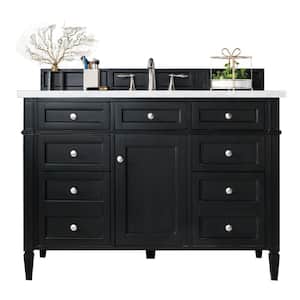 Brittany 48 in. W x 23.5 in.D x 34 in. H Single Vanity in Black Onyx with Solid Surface Top in Arctic Fall