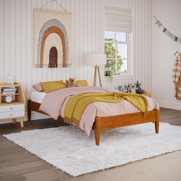 AFI Pasadena Mid Century Modern Light Toffee Natural Bronze Heavy Duty Solid Wood Frame Twin Platform Bed