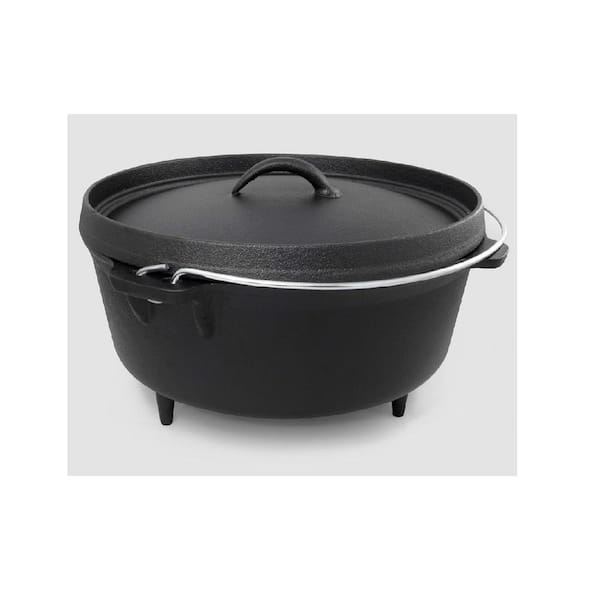 Adrinfly 6 qt. Round Cast Iron Oil Seasoned Perfect for Outdoor Kitchen Camping Dutch Oven in Black Handle Leg Base