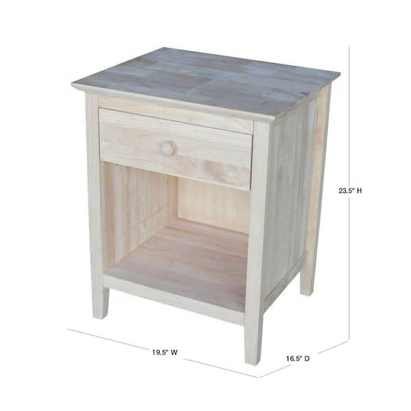 International Concepts Nightstand with 1 Drawer Unfinished