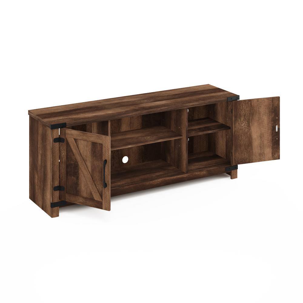 Rustic Brown Farmhouse Freestanding TV Cabinet with Barn Door