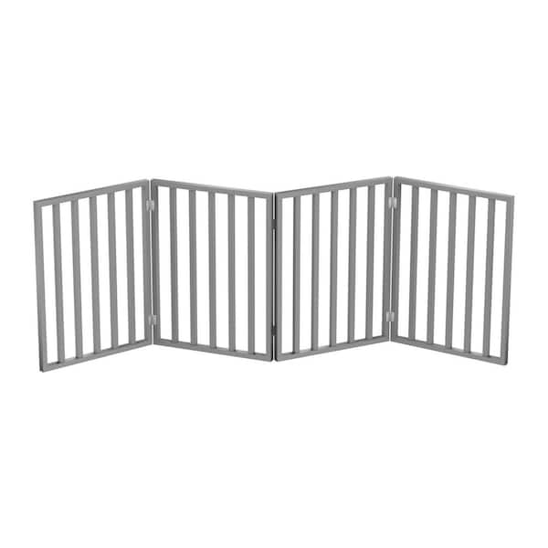 24 in. x 72 in. Wood Foldable Freestanding Dog Fence for Stairs Hallways or Doorways, Gray (4-Pack)