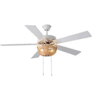 52 in. Indoor White Isla Bohemian Style Ceiling Fan with Light Kit