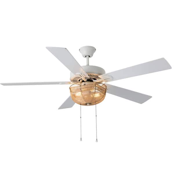 River of Goods 52 in. Indoor White Isla Bohemian Style Ceiling Fan with Light Kit