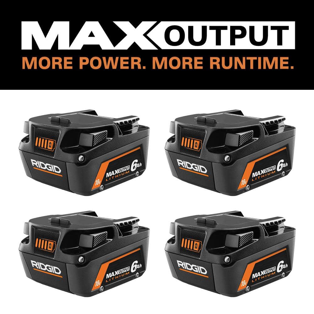 RIDGID 18V 6.0 Ah MAX Output Lithium-Ion Batteries (4-Pack) -  AC840060PNx2