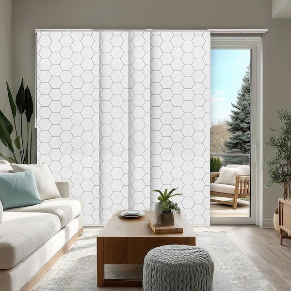 Hexagon Cordless Light Filtering Adjustable Sliding Panel Track Blind with 23 in. Slats - Up to 86 in. W x 96 in. L