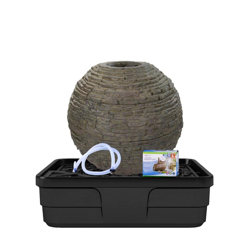 Outdoor Zen Garden 32 in. Stacked Slate Stone Textured Cascading Sphere Waterfall Fountain Kit price history on PriceWatchPro