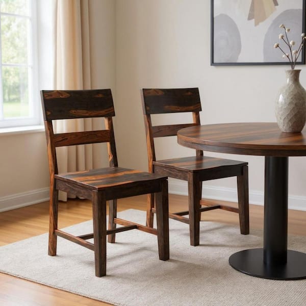 Dark Brown Solid Wood Side Chair (Set of 2)