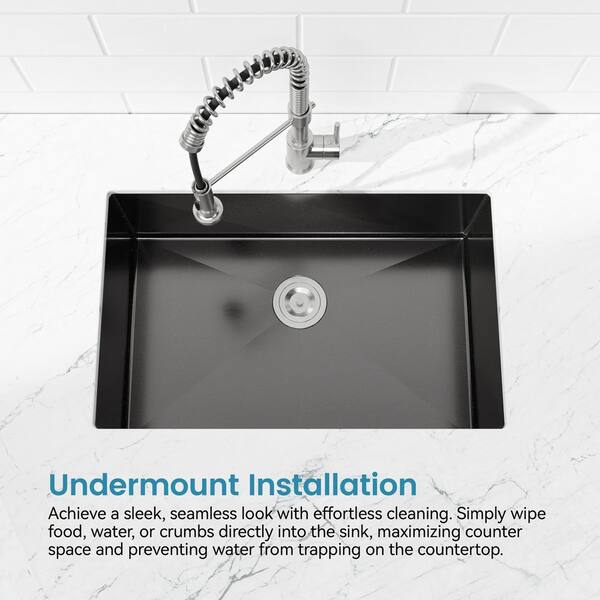 TCYO 30 in. Undermount Single Bowl 18 Gauge Gunmetal Black