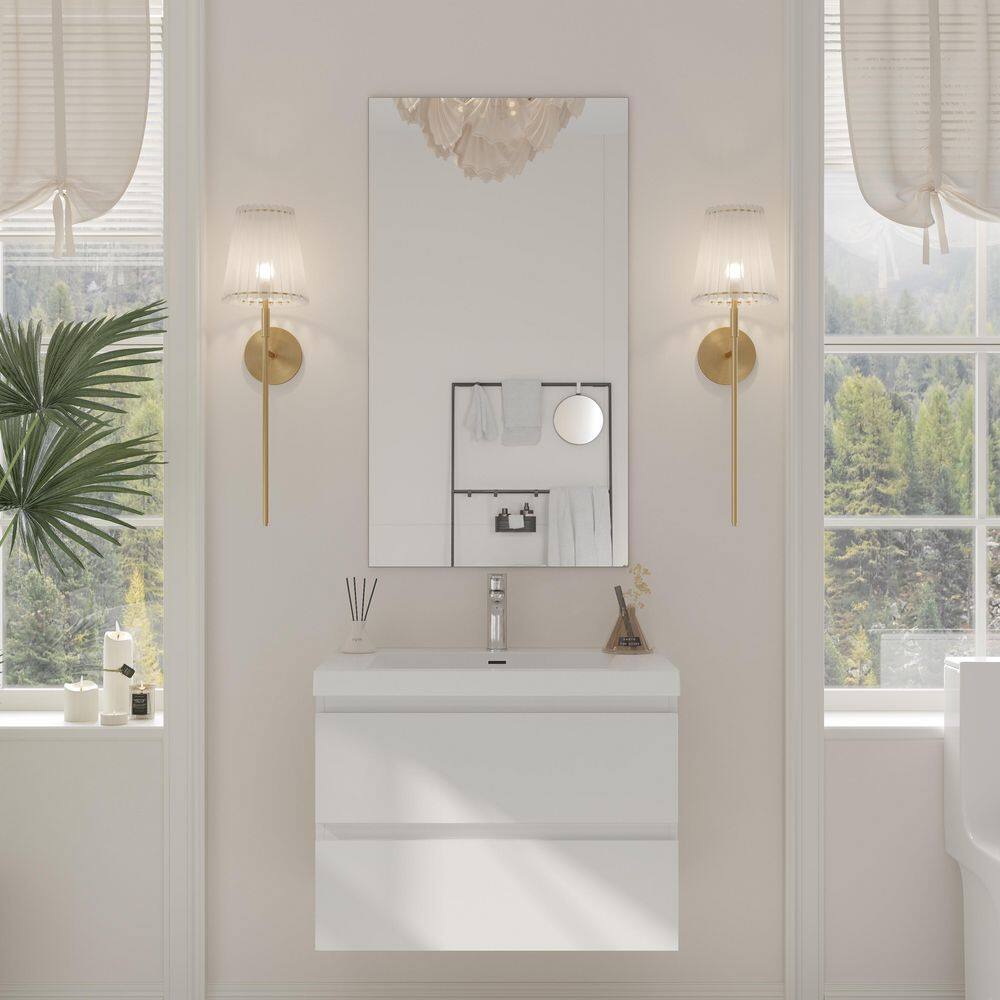 30 in. W Single Sink Floating Bath Vanity in Glossy White with White Solid Surface Sink Top price history on PriceWatchPro