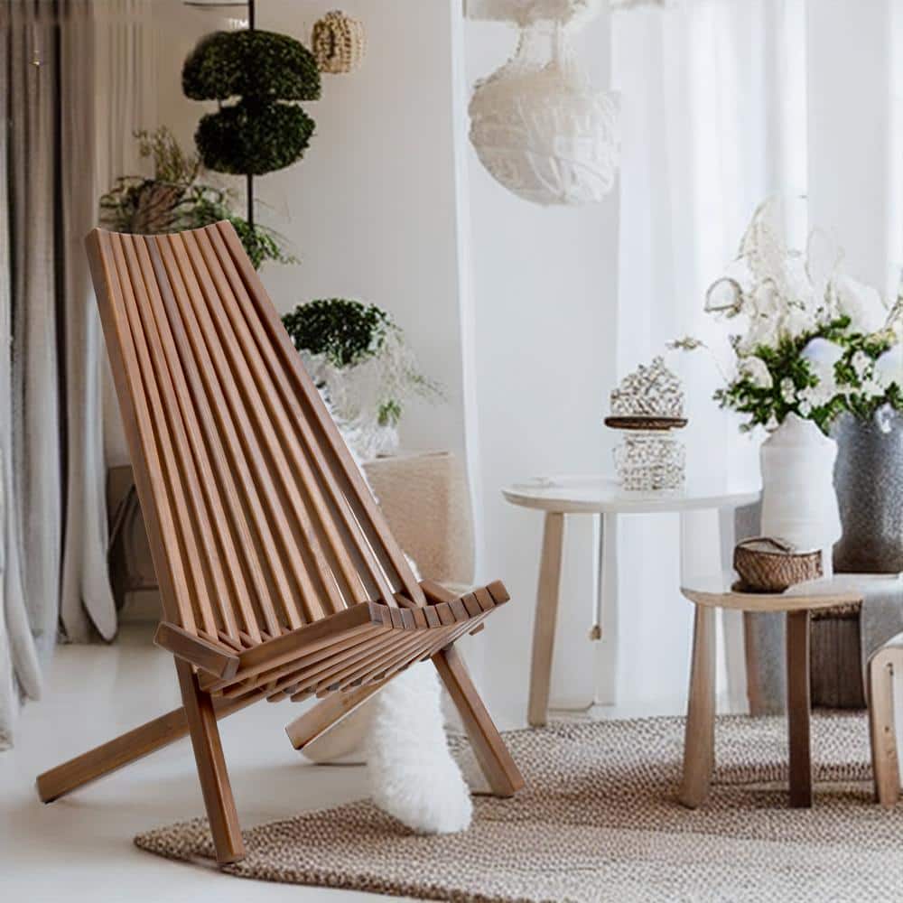 moda furnishings Lois Burlywood Wooden Folding Chair PAC-W55622286