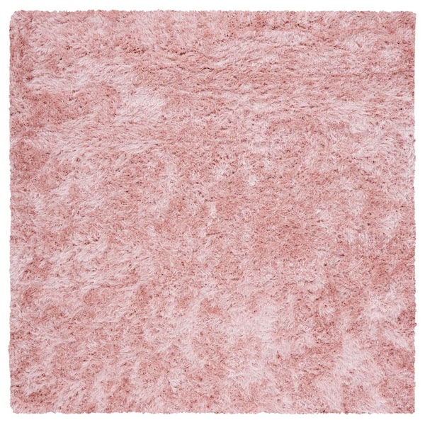 SAFAVIEH Vegas Shag 5 ft. x 5 ft. Pink Solid Color Square Area Rug ...