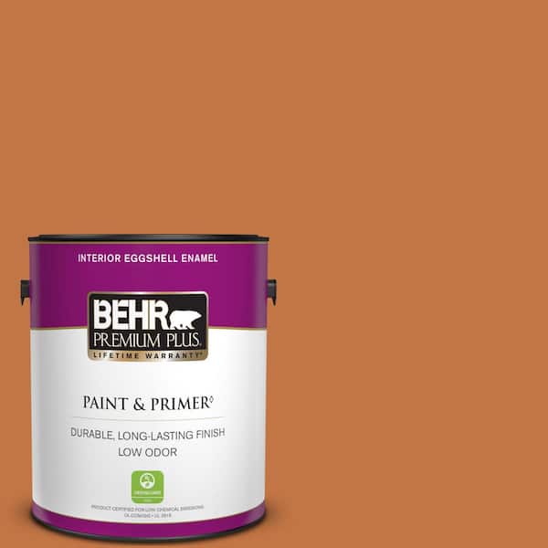 BEHR PREMIUM PLUS 1 gal. #PPU3-02 Marmalade Glaze Eggshell Enamel Low Odor Interior Paint & Primer