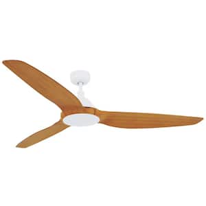 60 in. White and Teak Type A DC Ceiling Fan