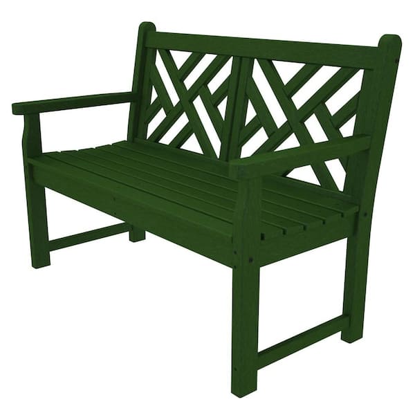 POLYWOOD Chippendale 48 in. Green Patio Bench