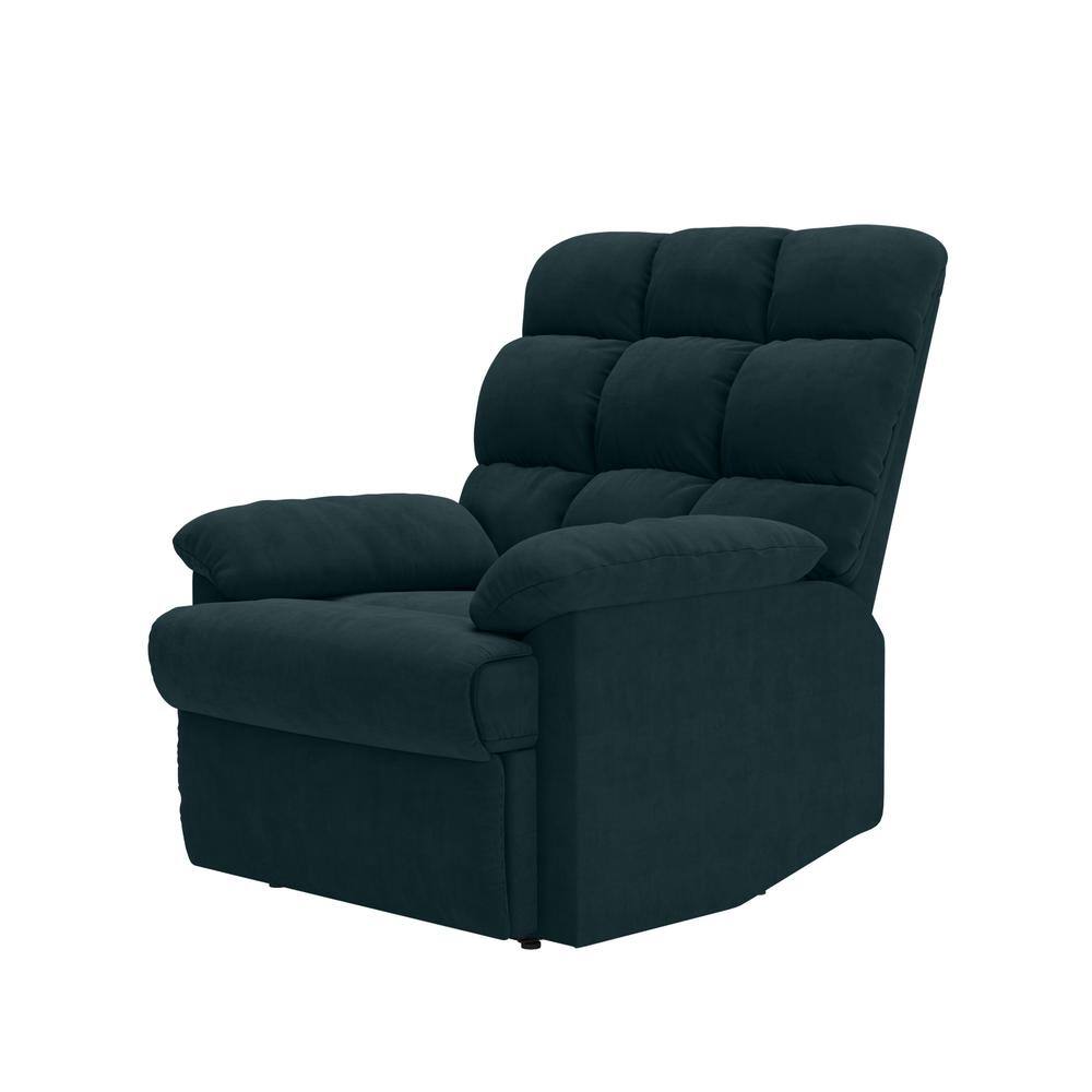 Deep Blue Microfiber Wall Hugger Recliner with Wood Frame