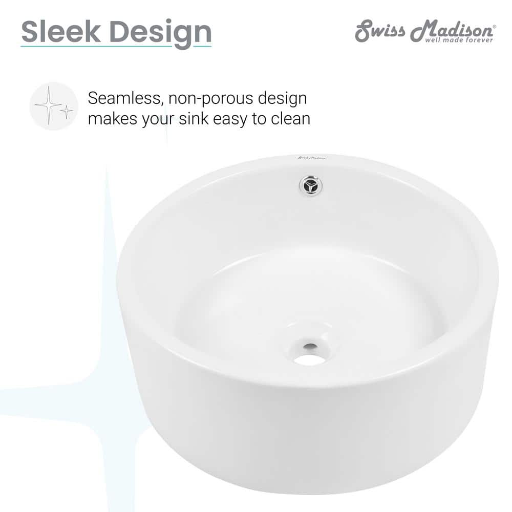 Monaco 16" White Ceramic Round Bathroom Vessel Sink