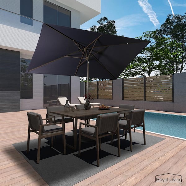 10 ft. x 6.5 ft. Rectangular Market Umbrella (Navy Blue)