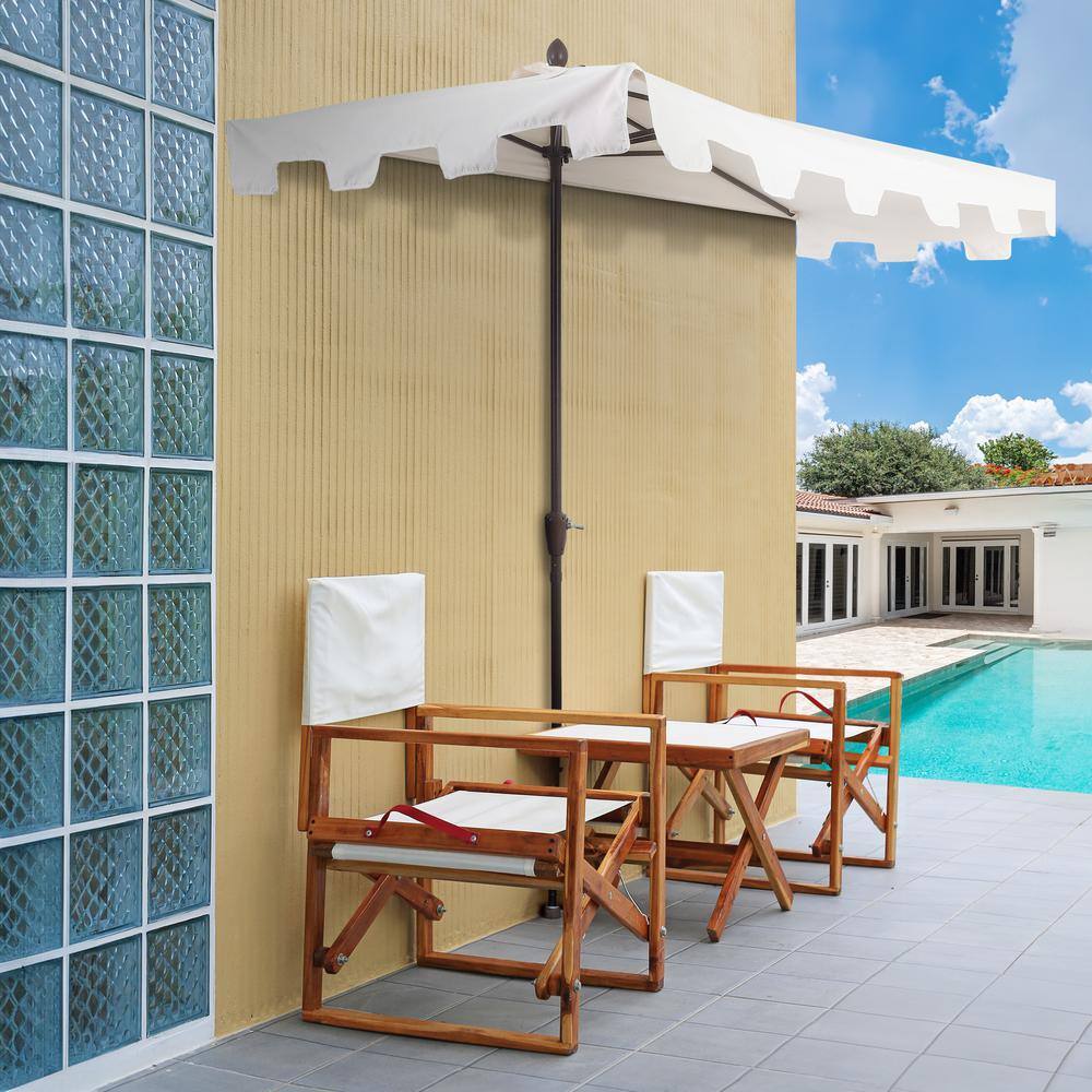Sidney Cream Aluminum Half Market Patio Umbrella with Crank