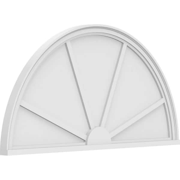 Ekena Millwork 2 in. x 48 in. x 24 in. Half Round 4-Spoke Architectural Grade PVC Pediment Moulding