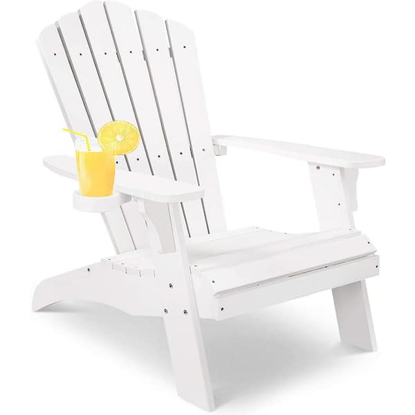 Afoxsos Polystyrene Plastic Adirondack Chair in White (1-Pack)