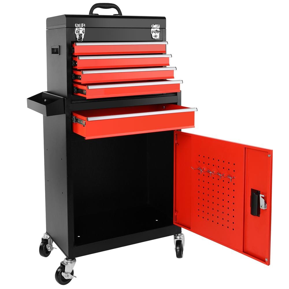 11 in. Tool Chest, 5-Drawer Rolling Tool Storage Cabinet with Detachable To