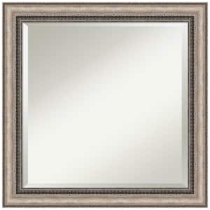 Lyla 24.25 in. x 24.25 in. Modern Silver Square Framed Ornate Silver Bathroom Vanity Mirror